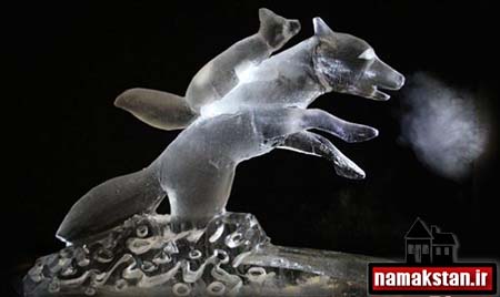 تصاویر و عکس زیبا از مجسمه یخی بچه روباه
